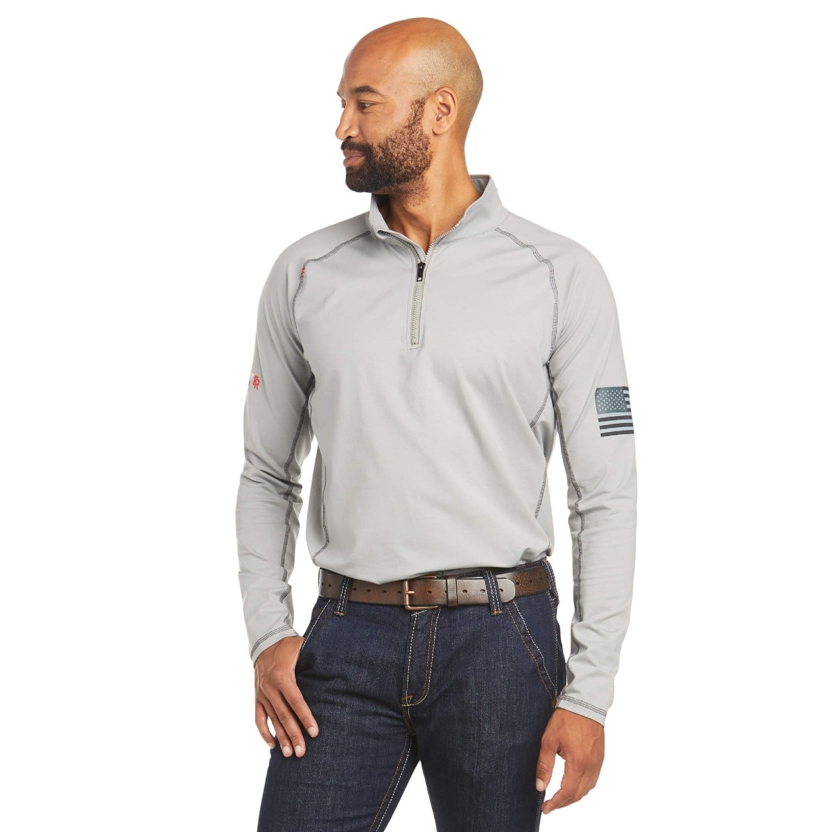 Ariat FR Combat Stretch Patriot 1/4 Zip Work Shirt in Silver Fox